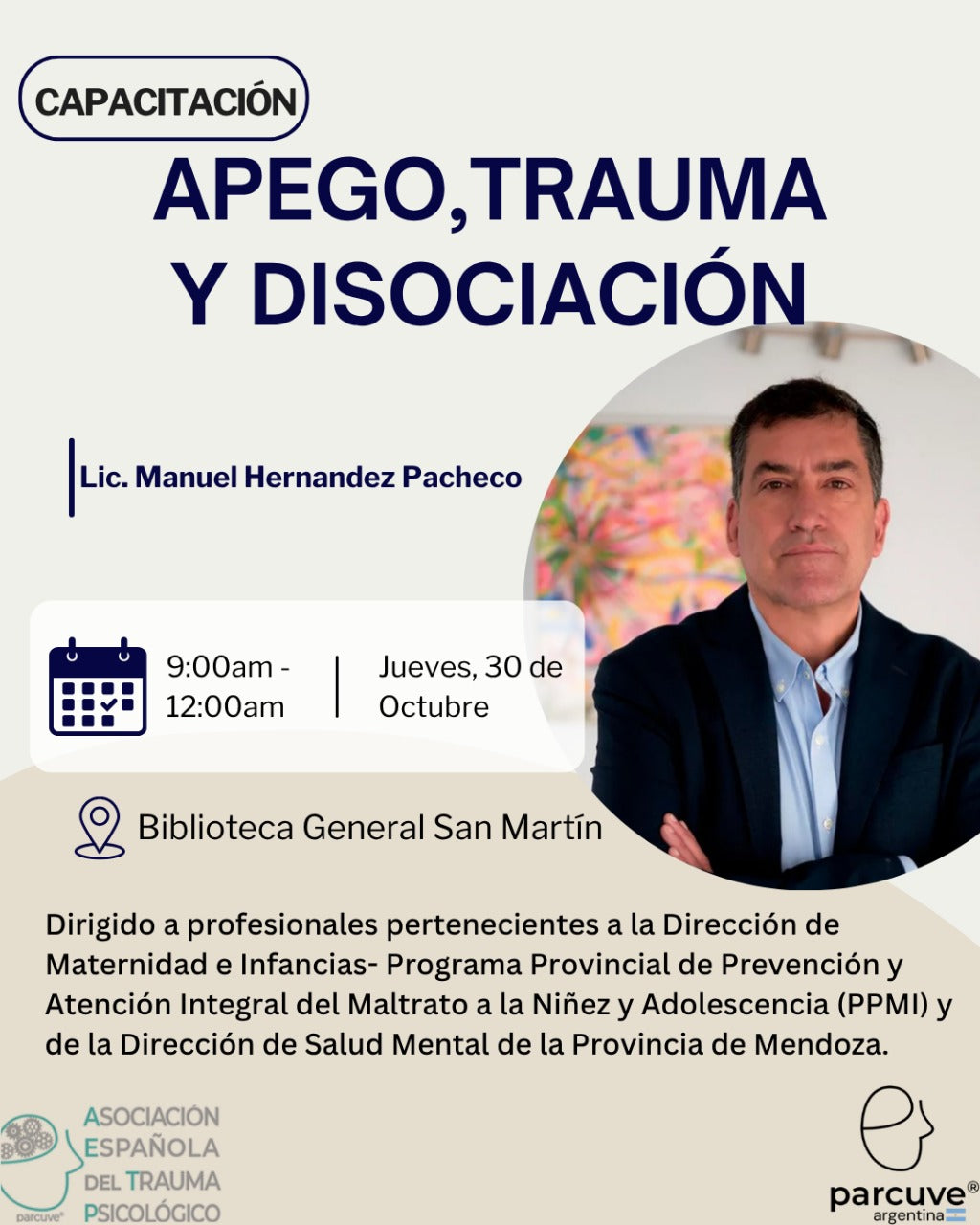 Capacitación presencial y gratuita: APEGO, TRAUMA Y DISOCIACIÓN